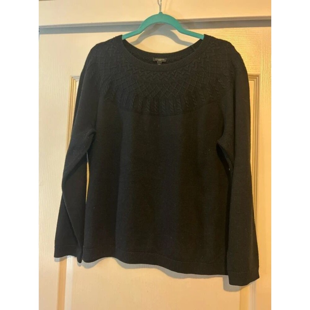 Talbots black fair isle Nordic cotton blend sweater XLP